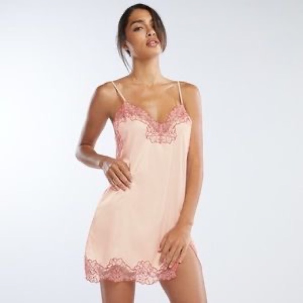 Pink Slip with Red Rose Lace